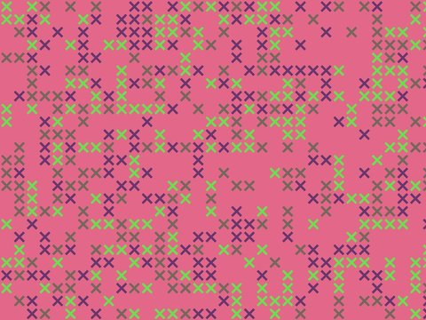 Pocket sampler: a drawn cross pattern